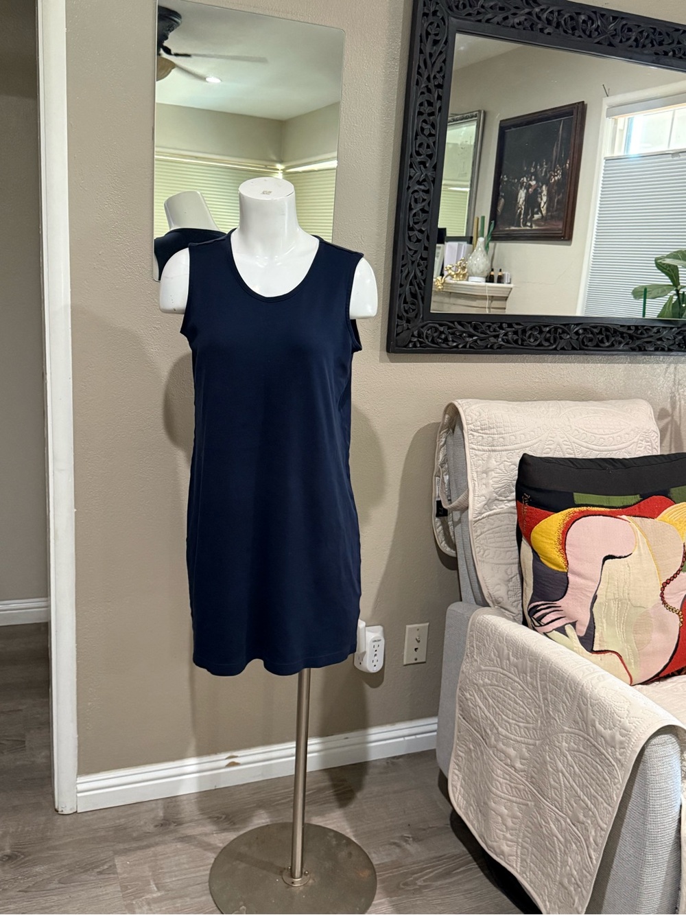Lands' End Navy Sleeveless Shift Tank Top Dress